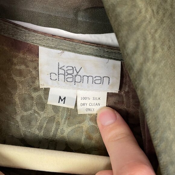 Kay Chapman M 100% Silk Multicolor Abstract Print‎ Tunic & Scarf Set Art to Wear - Picture 4 of 10